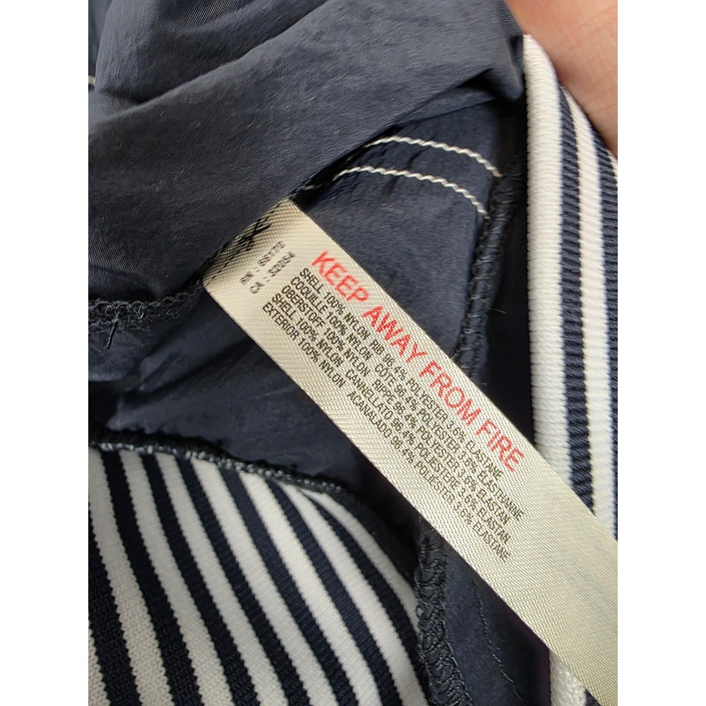 Daily Practice Navy Nylon Cropped Windbreaker Jacket Stripe Collar Womens M - Picture 6 of 7